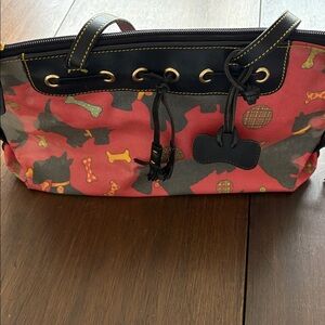 Vintage Dooney & Bourke Scottie Dog RED Tote Purse shoulder Bag